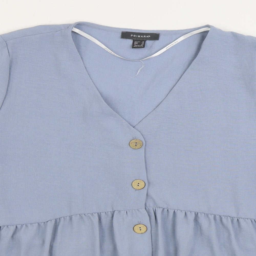 Primark Womens Blue Polyester Basic Blouse Size 18 V-Neck