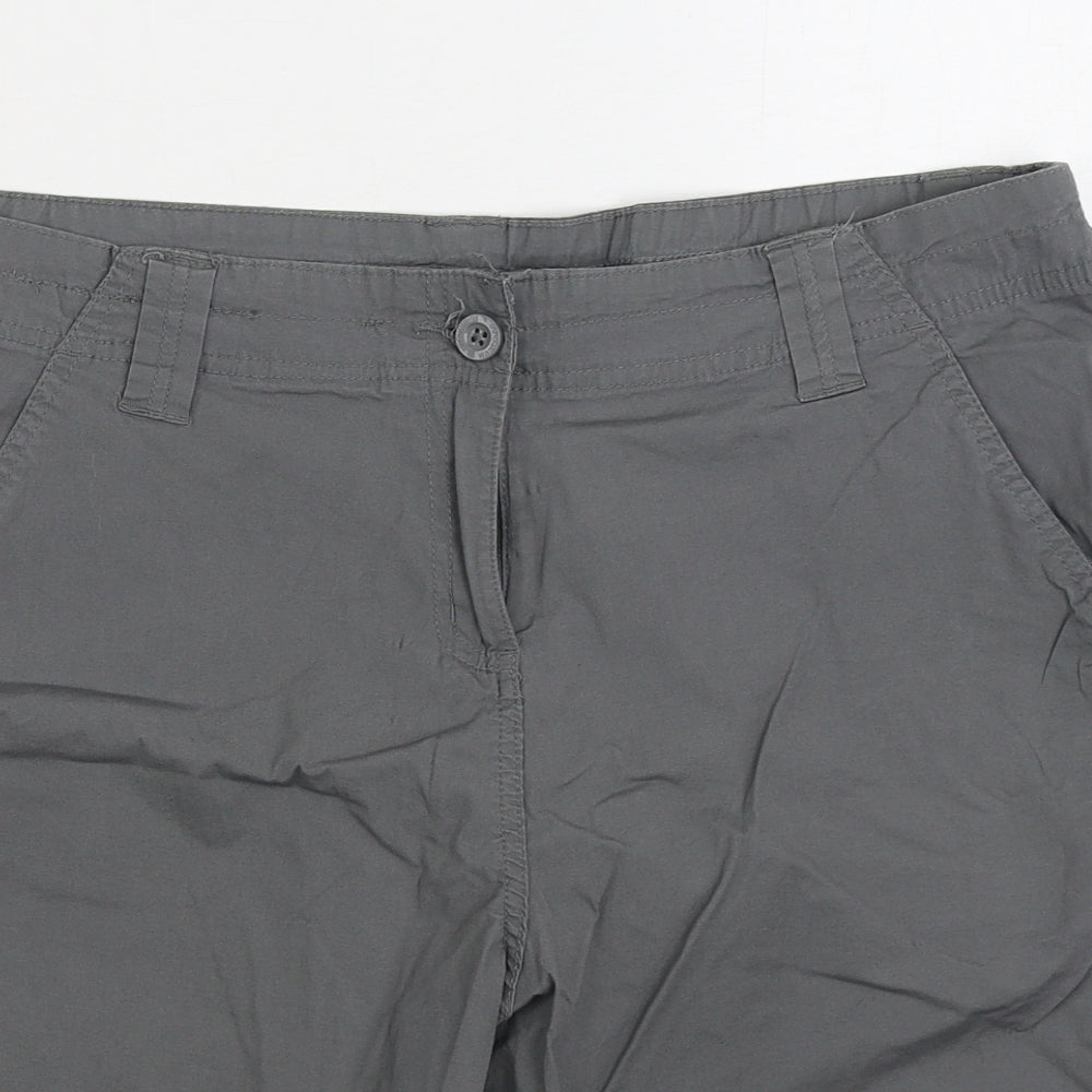 Mountain Warehouse Womens Grey Cotton Cargo Shorts Size 16 L10 in Regular Zip