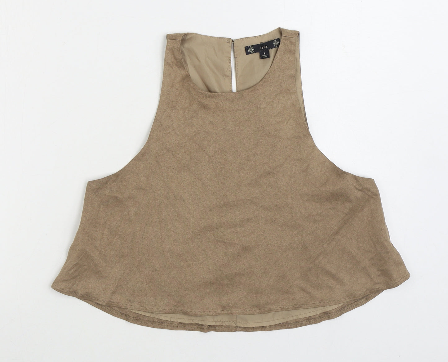 IRIS Womens Brown Polyester Basic Tank Size S Scoop Neck