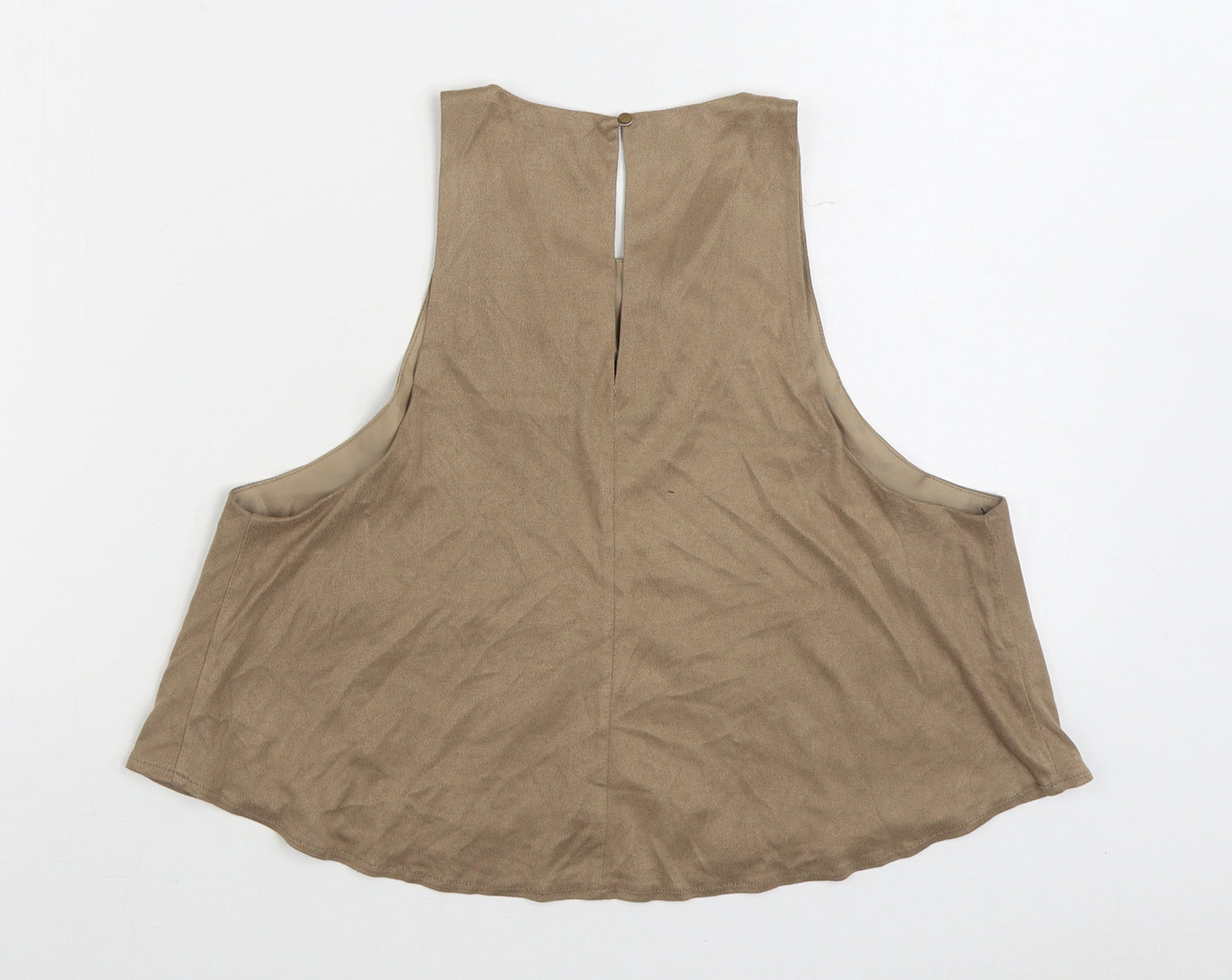 IRIS Womens Brown Polyester Basic Tank Size S Scoop Neck