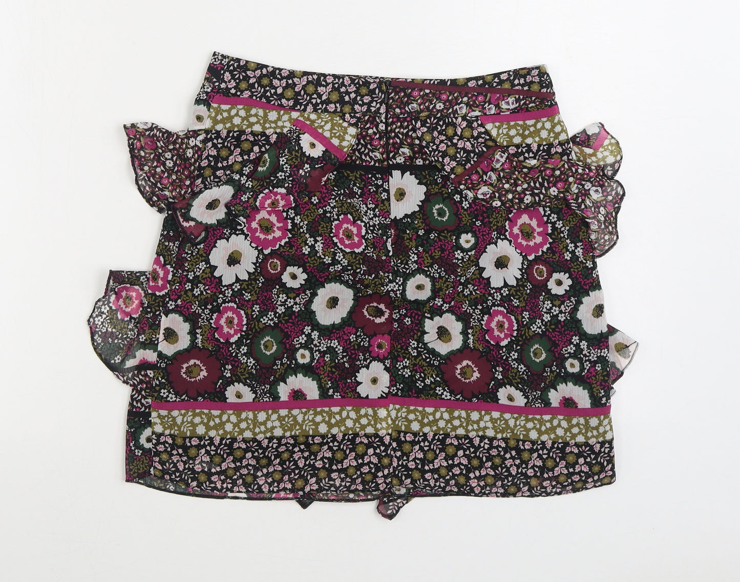 River Island Womens Multicoloured Floral Polyester A-Line Skirt Size 8 Zip