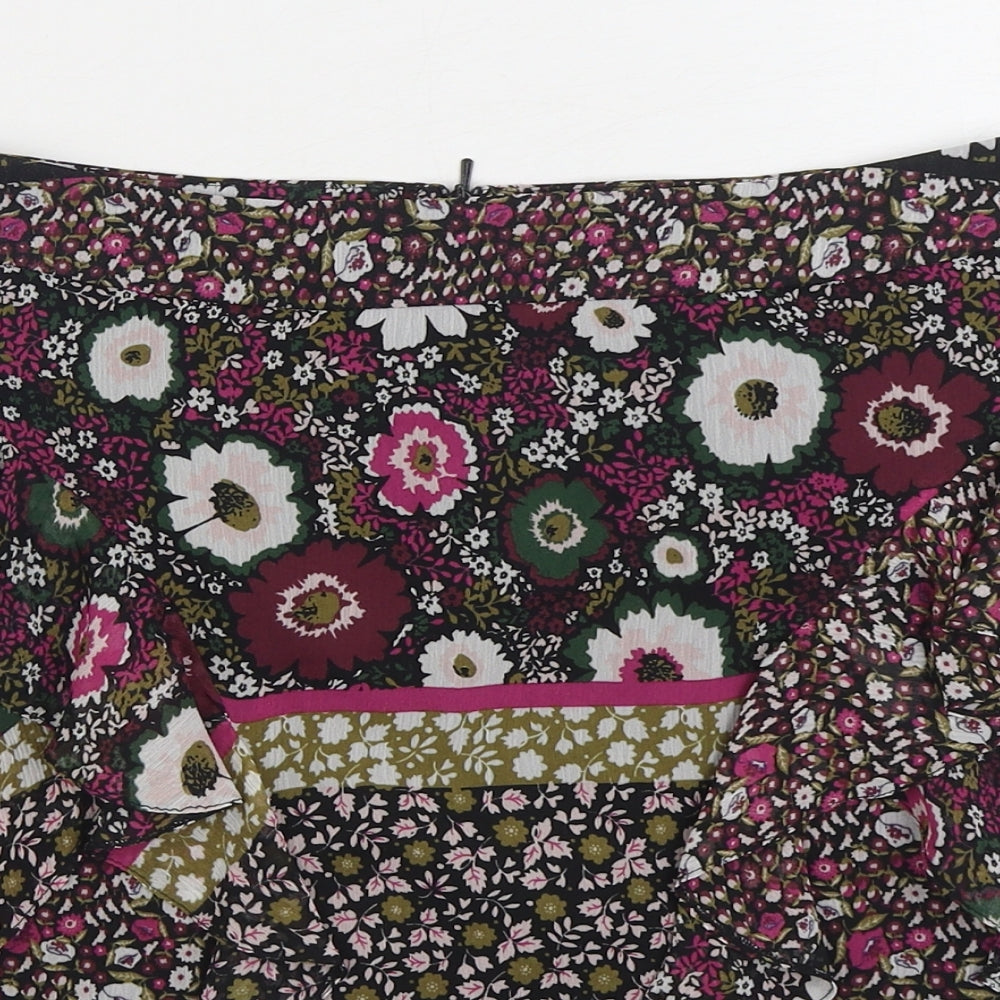 River Island Womens Multicoloured Floral Polyester A-Line Skirt Size 8 Zip