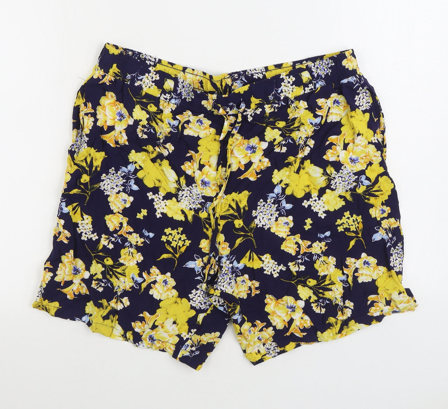 Classics Womens Multicoloured Floral Viscose Sweat Shorts Size 18 L5 in Regular Drawstring