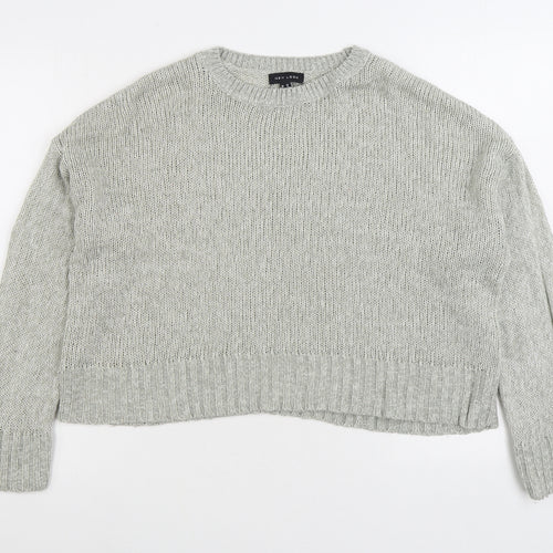 New Look Womens Grey Round Neck Acrylic Pullover Jumper Size M