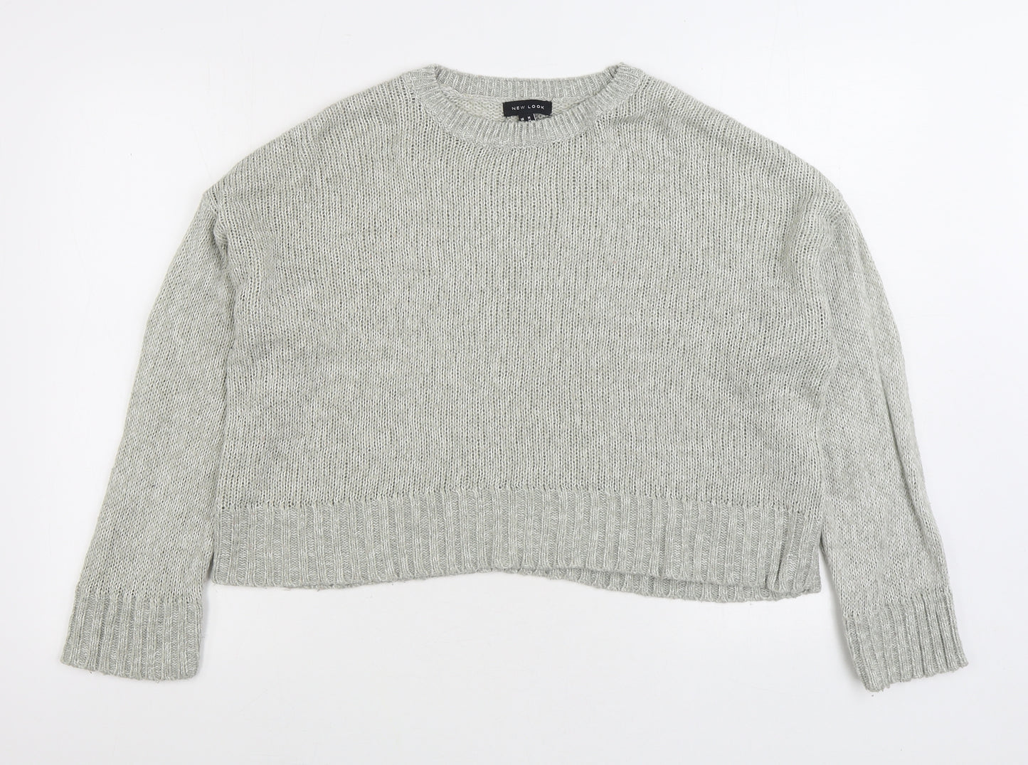 New Look Womens Grey Round Neck Acrylic Pullover Jumper Size M