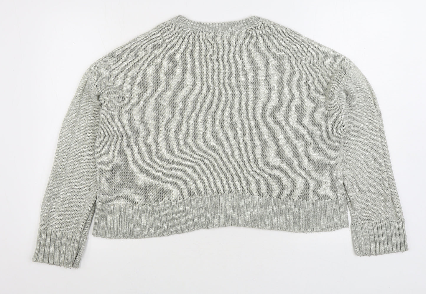 New Look Womens Grey Round Neck Acrylic Pullover Jumper Size M