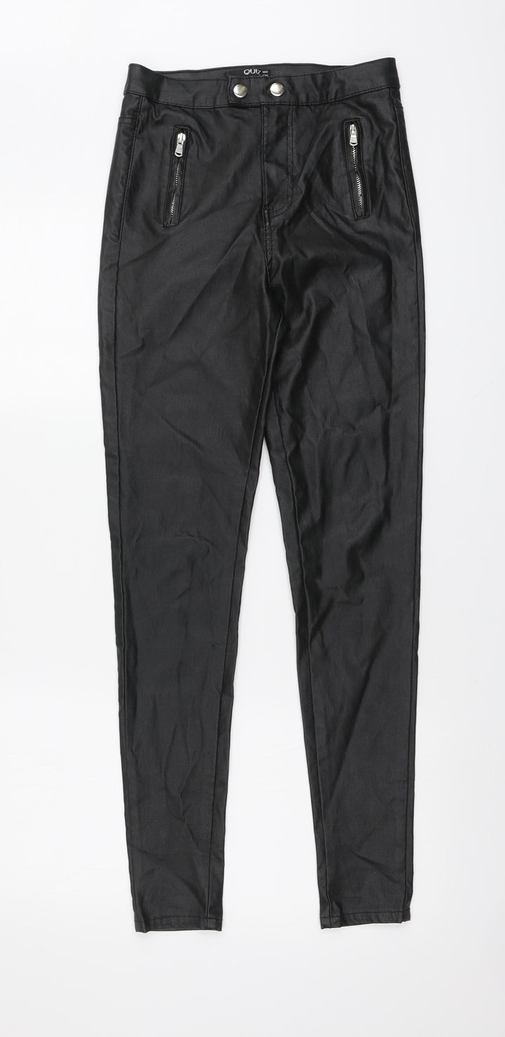 Quiz Womens Black Viscose Jegging Trousers Size 8 L29 in Regular Button