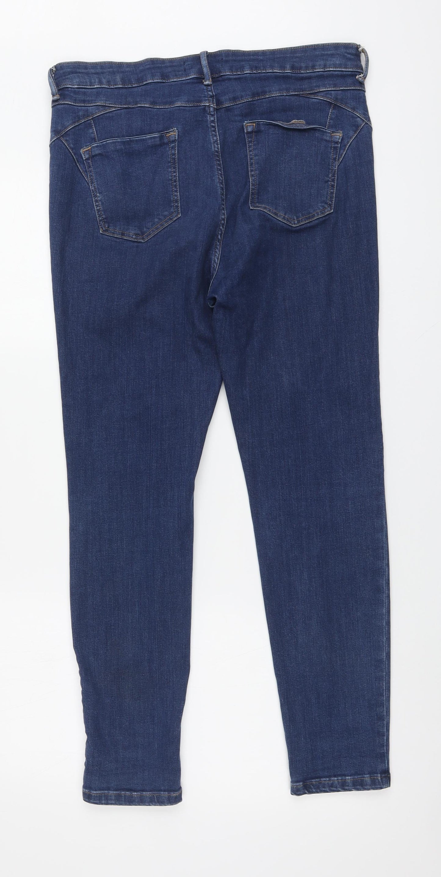 Marks and Spencer Womens Blue Cotton Skinny Jeans Size 14 L27 in Regular Button
