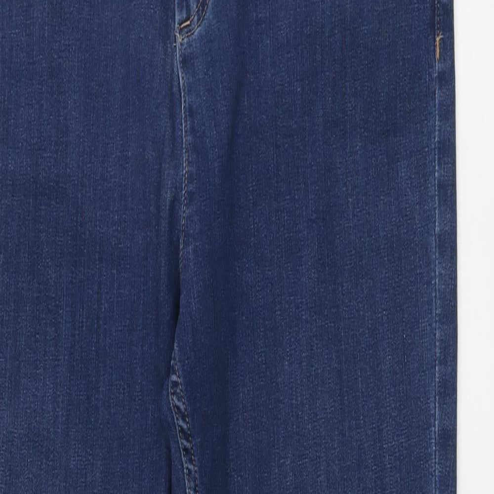 Marks and Spencer Womens Blue Cotton Skinny Jeans Size 14 L27 in Regular Button