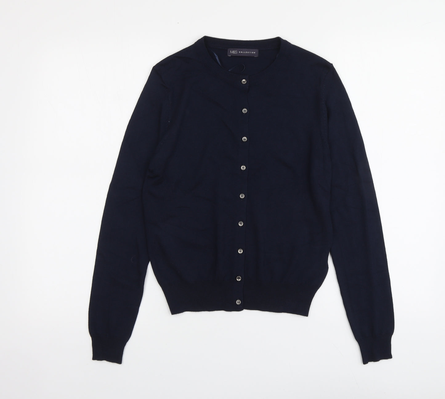 Marks and Spencer Womens Blue Round Neck Viscose Cardigan Jumper Size 10
