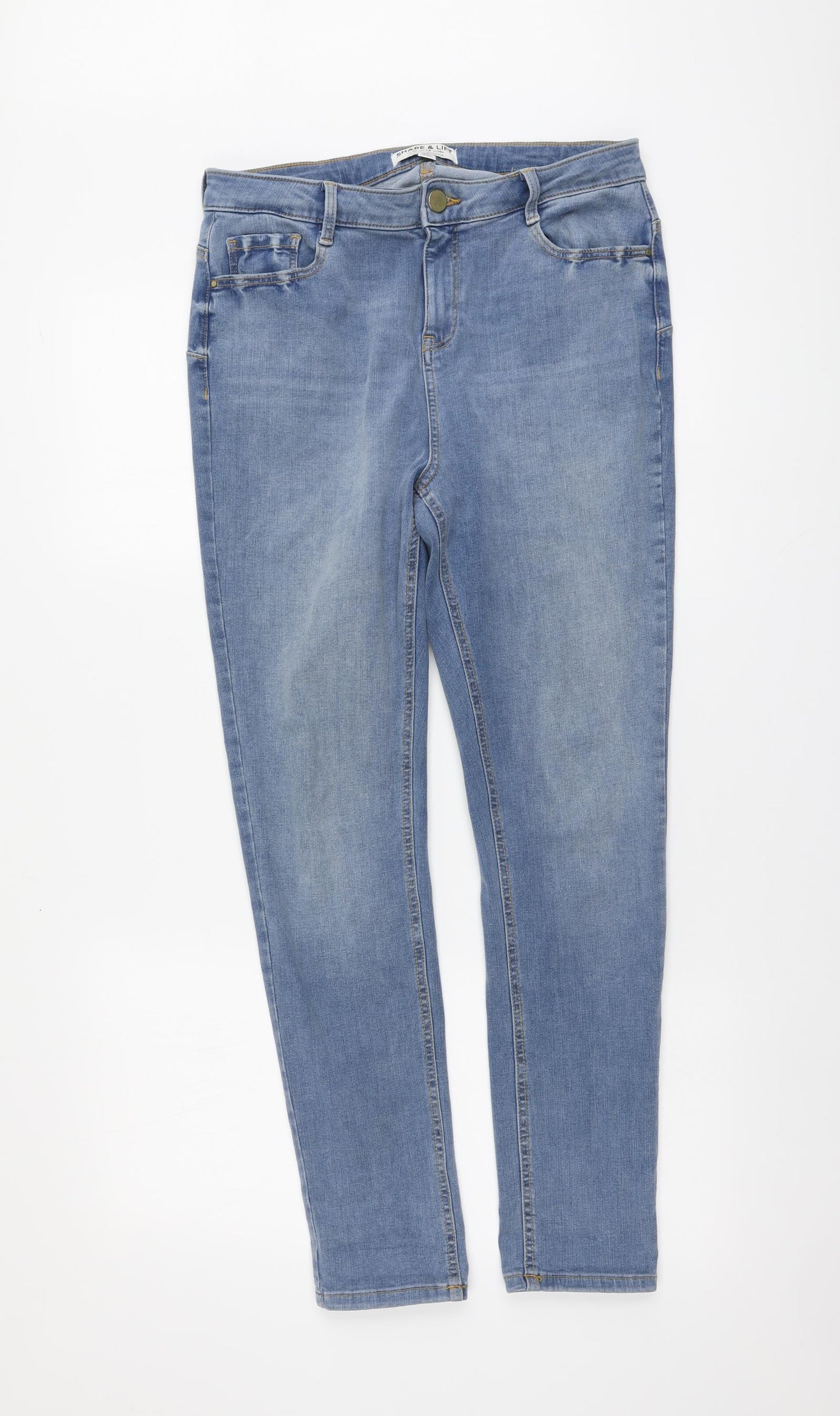 Dorothy Perkins Womens Blue Cotton Skinny Jeans Size 14 L29 in Regular Button
