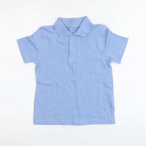 Dunnes Stores Boys Blue Cotton Basic Polo Size 5-6 Years Collared Button