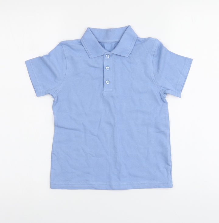 Dunnes Stores Boys Blue Cotton Basic Polo Size 5-6 Years Collared Button
