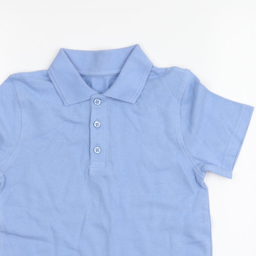 Dunnes Stores Boys Blue Cotton Basic Polo Size 5-6 Years Collared Button
