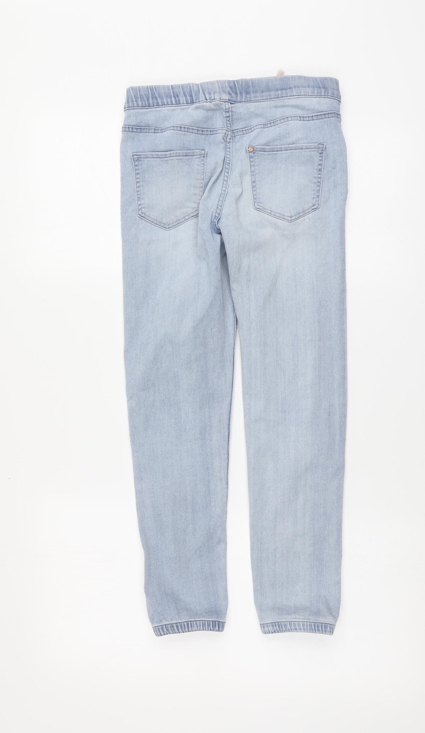 H&M Girls Blue Cotton Jogger Trousers Size 9-10 Years Regular Button