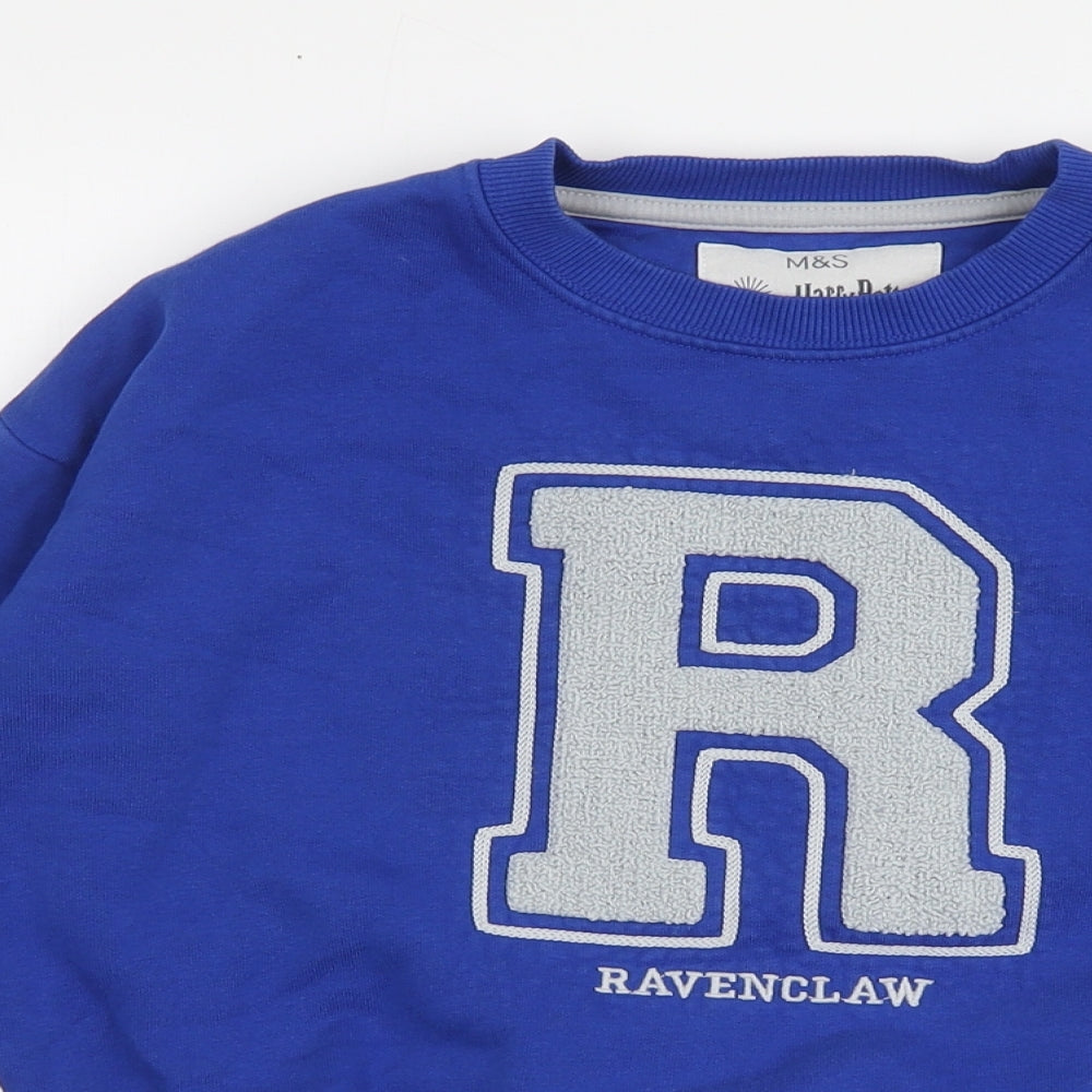 Marks and Spencer Boys Blue Cotton Pullover Hoodie Size 8-9 Years - Ravenclaw Harry Potter