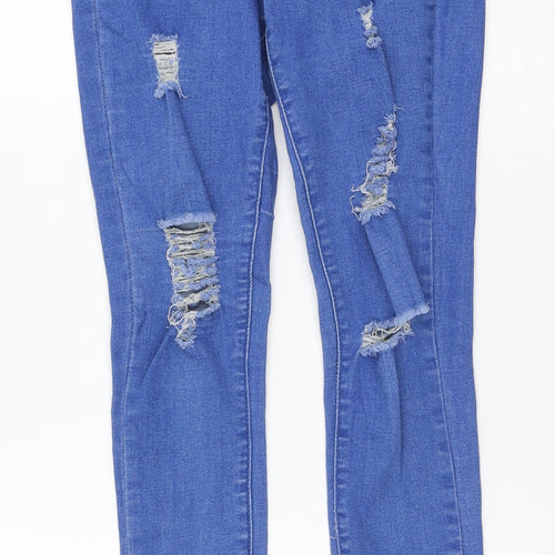 Girl Vivi Womens Blue Cotton Skinny Jeans Size 8 L29 in Regular Button