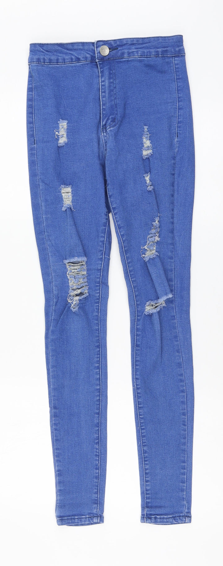 Girl Vivi Womens Blue Cotton Skinny Jeans Size 8 L29 in Regular Button