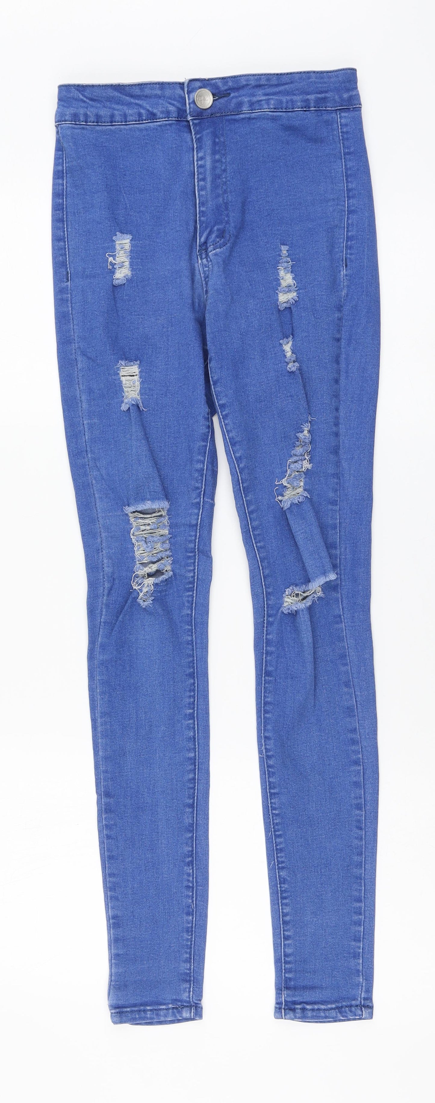 Girl Vivi Womens Blue Cotton Skinny Jeans Size 8 L29 in Regular Button