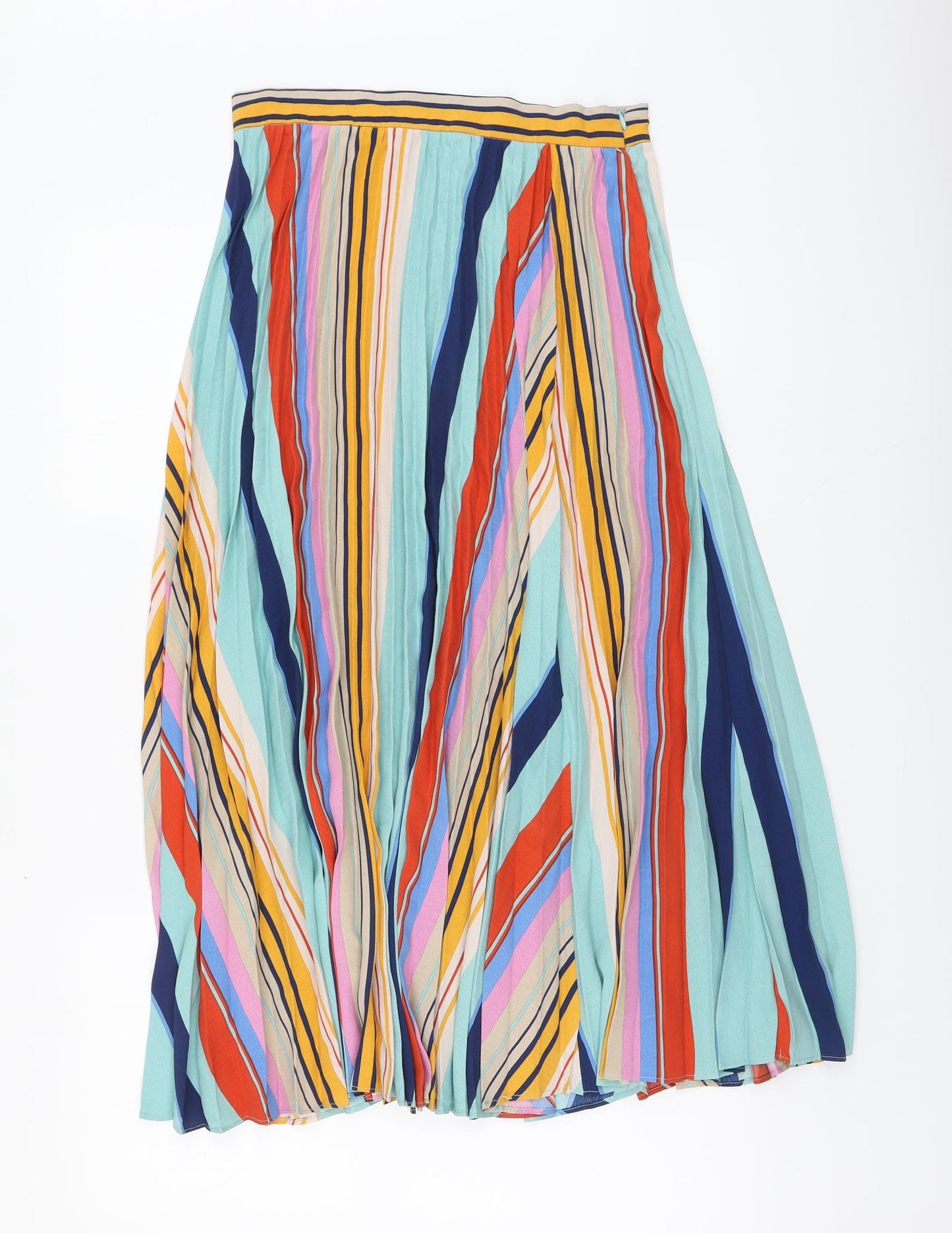 Retro & Icone Womens Multicoloured Striped Polyester Maxi Skirt Size M Zip