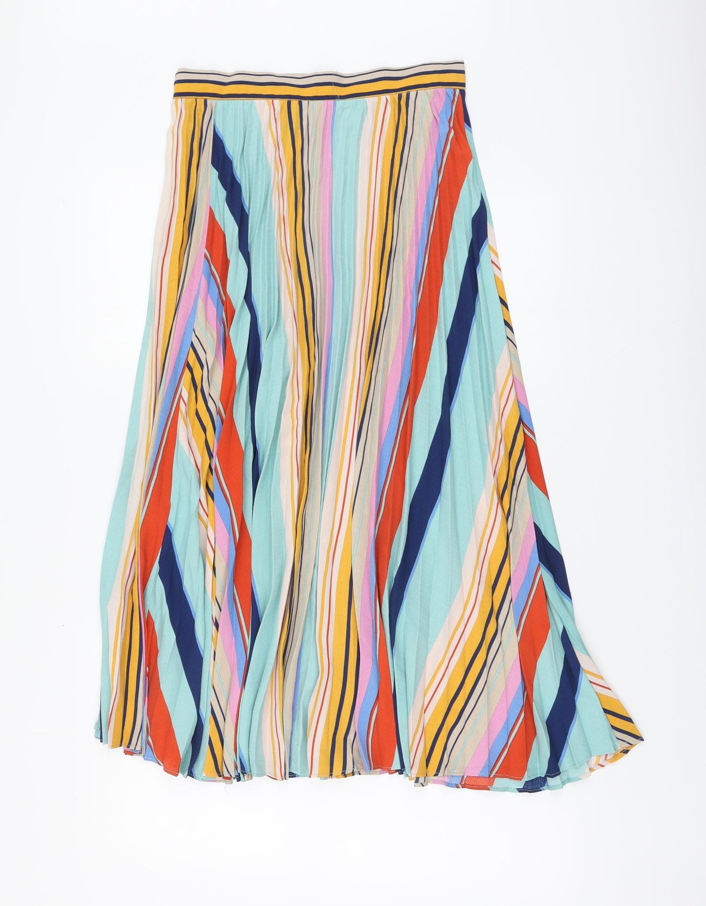Retro & Icone Womens Multicoloured Striped Polyester Maxi Skirt Size M Zip