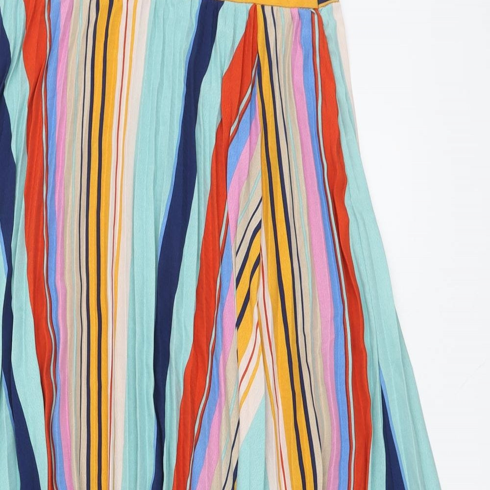 Retro & Icone Womens Multicoloured Striped Polyester Maxi Skirt Size M Zip