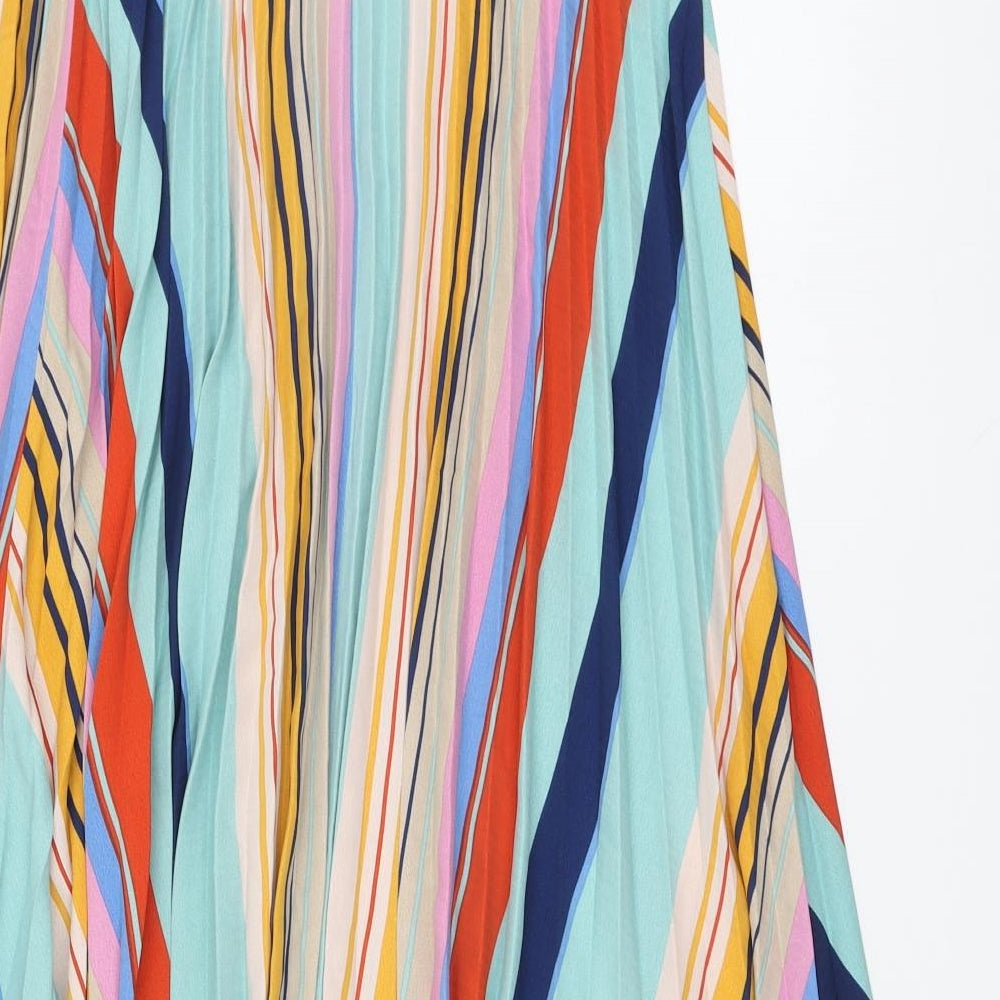 Retro & Icone Womens Multicoloured Striped Polyester Maxi Skirt Size M Zip