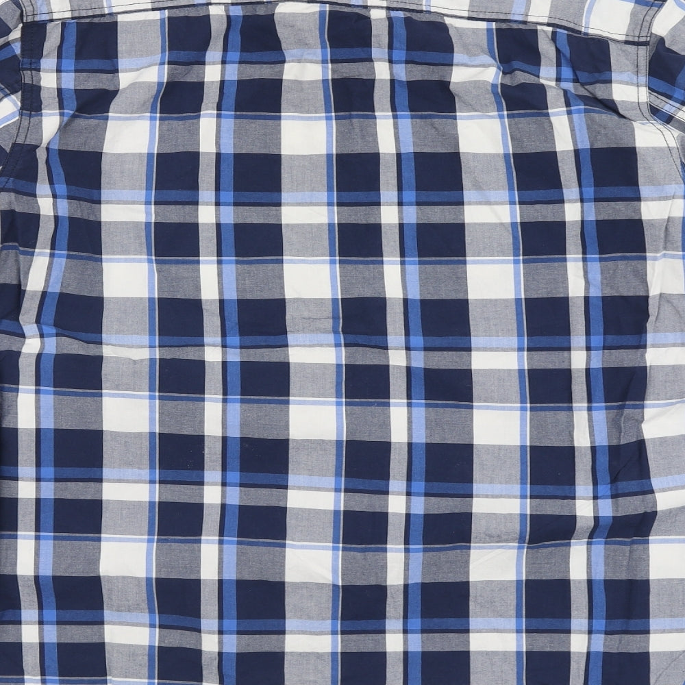 North Coast Mens Blue Plaid Cotton Button-Up Size XL Collared Button