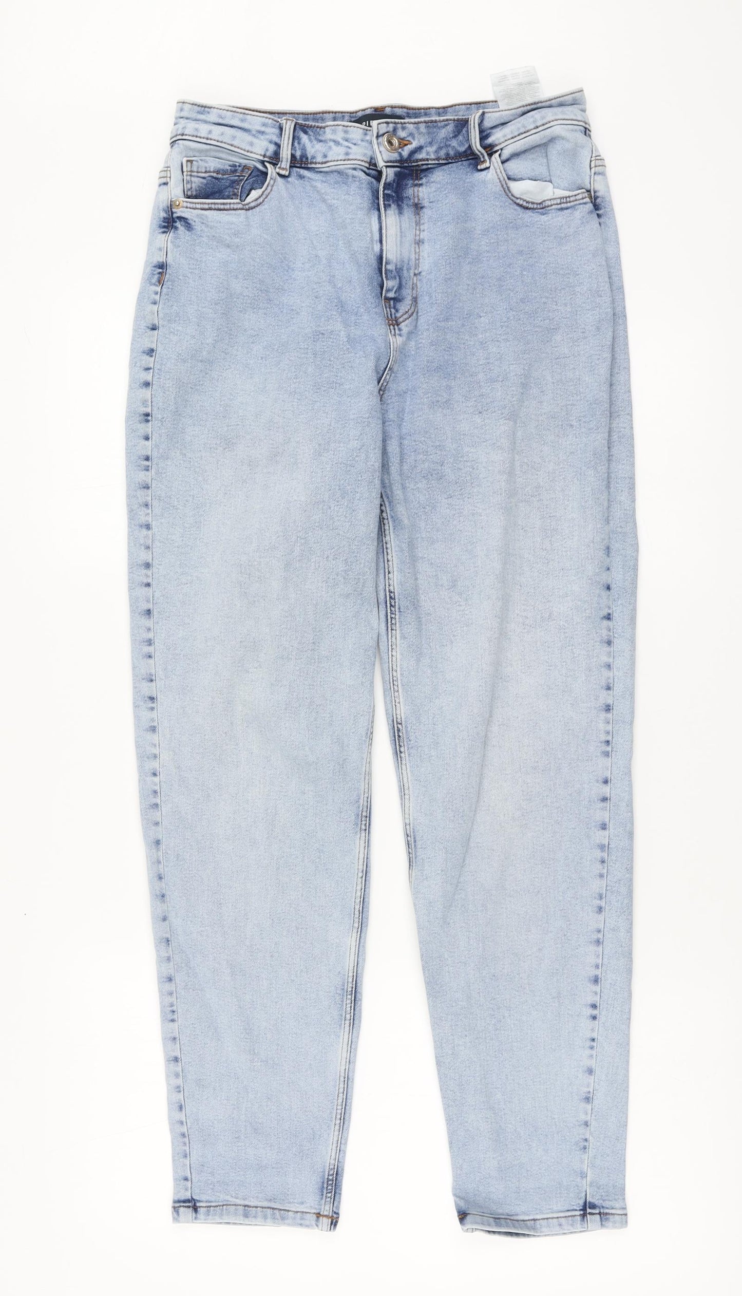 Pieces Womens Blue Cotton Boyfriend Jeans Size L L28 in Regular Button
