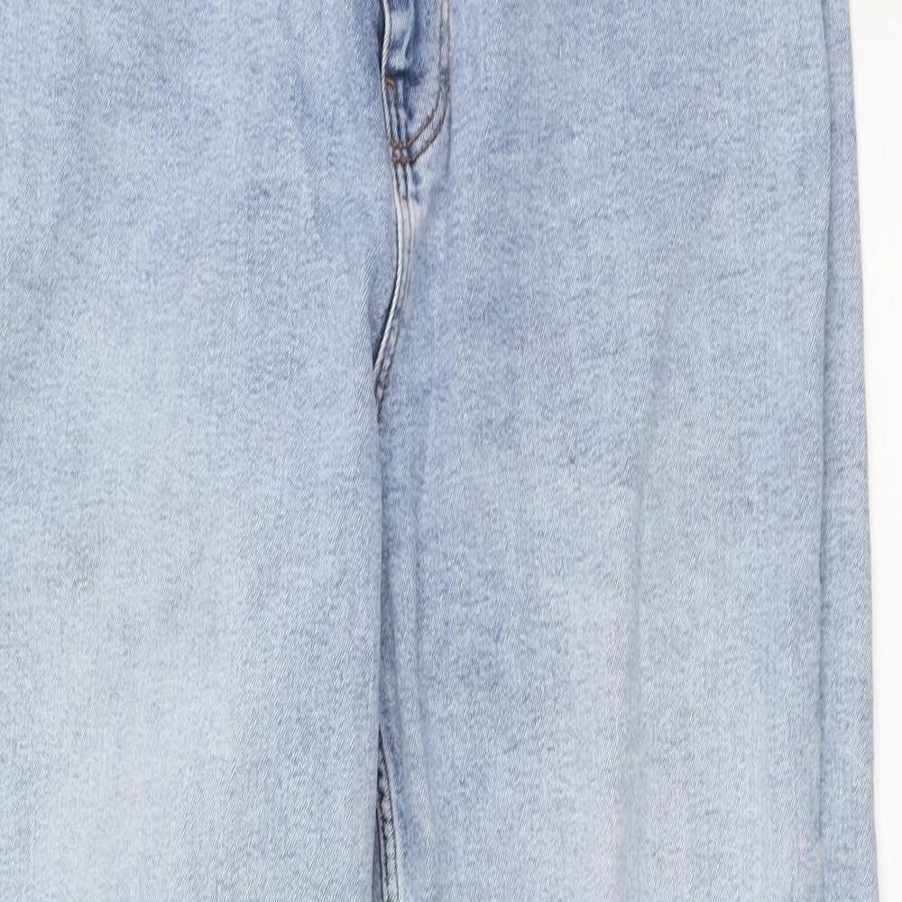 Pieces Womens Blue Cotton Boyfriend Jeans Size L L28 in Regular Button