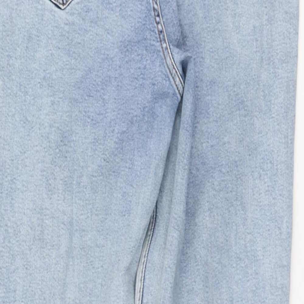 Pieces Womens Blue Cotton Boyfriend Jeans Size L L28 in Regular Button