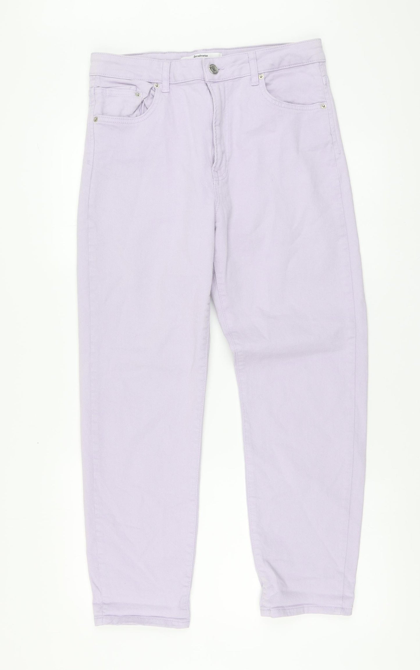 Stradivarius Womens Purple Cotton Boyfriend Jeans Size 14 L28 in Regular Button