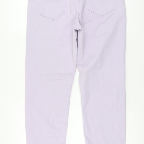 Stradivarius Womens Purple Cotton Boyfriend Jeans Size 14 L28 in Regular Button