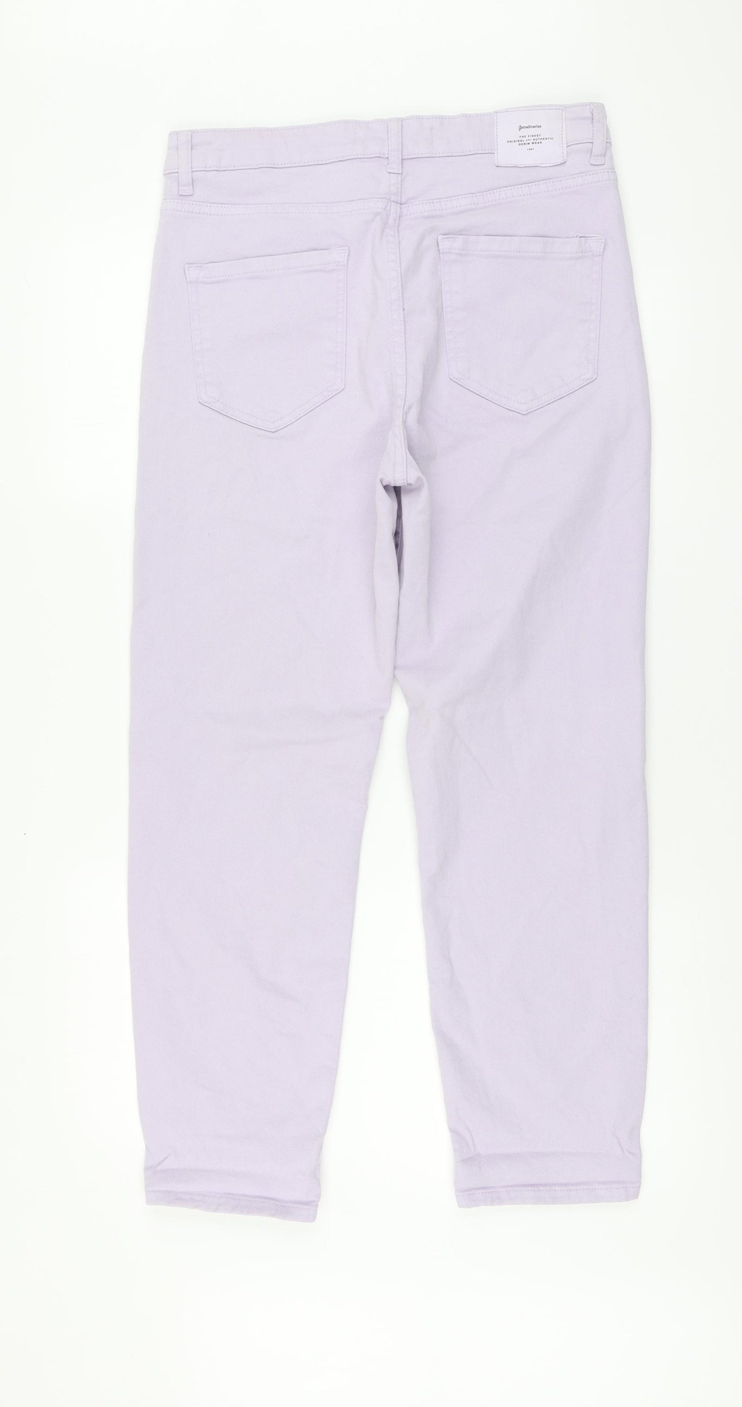 Stradivarius Womens Purple Cotton Boyfriend Jeans Size 14 L28 in Regular Button