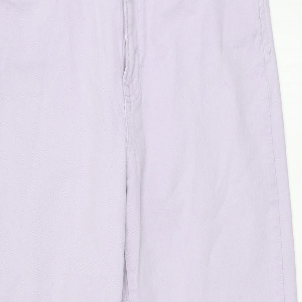 Stradivarius Womens Purple Cotton Boyfriend Jeans Size 14 L28 in Regular Button