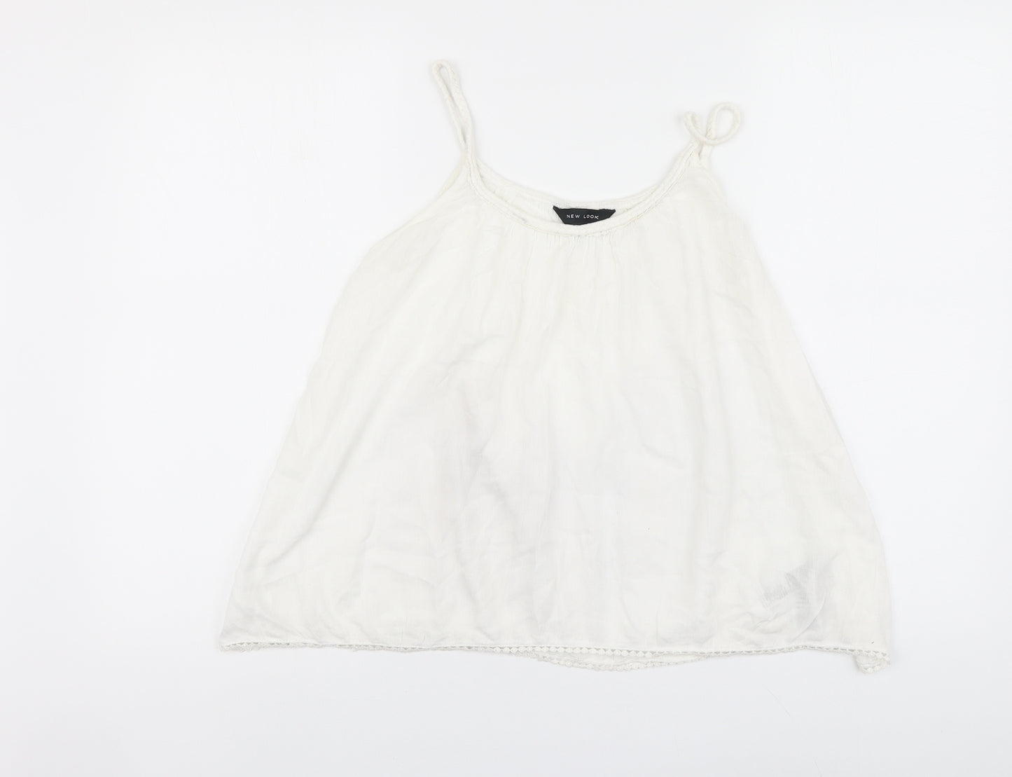 New Look Womens White Viscose Camisole Blouse Size 10 Round Neck