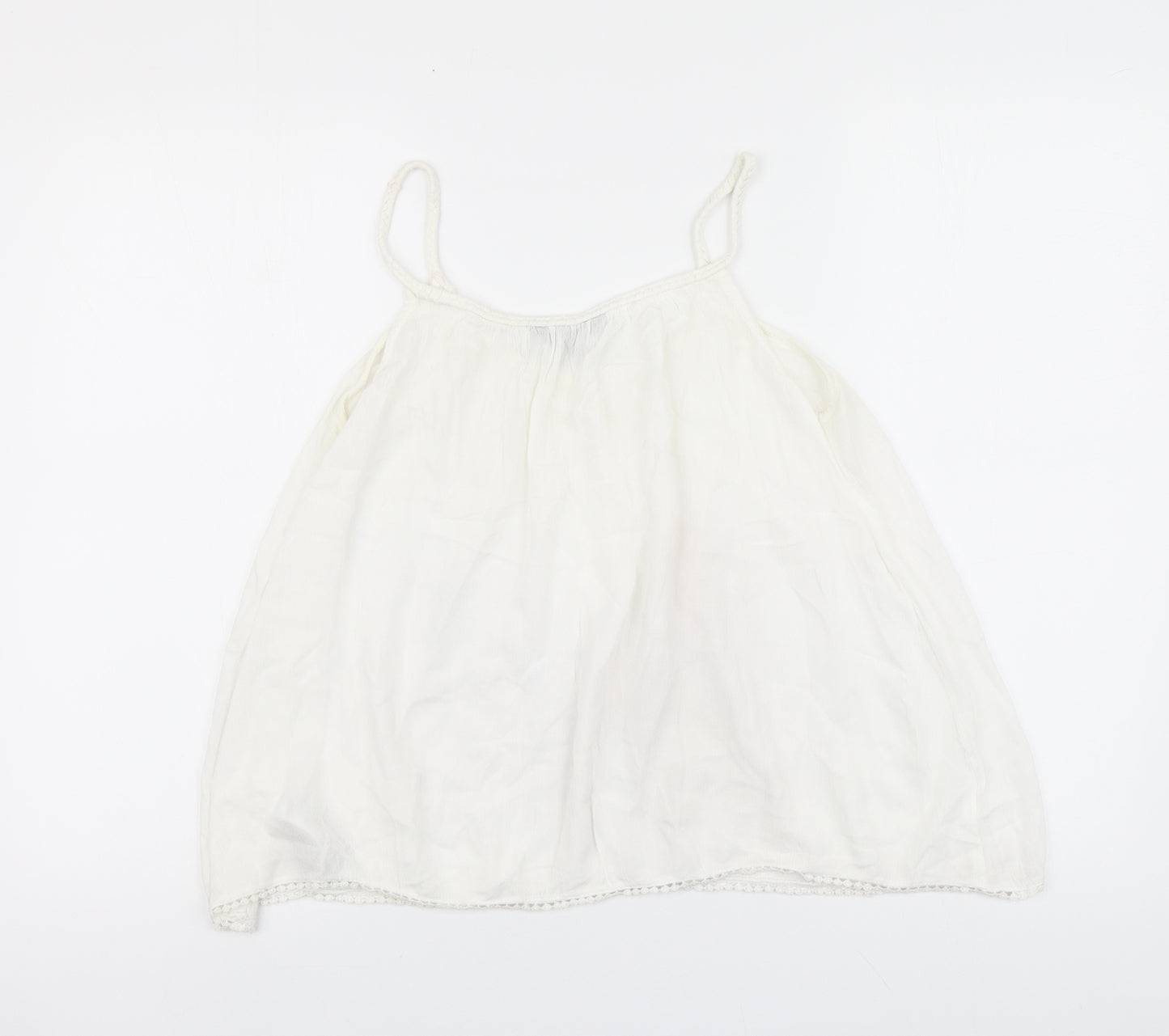 New Look Womens White Viscose Camisole Blouse Size 10 Round Neck