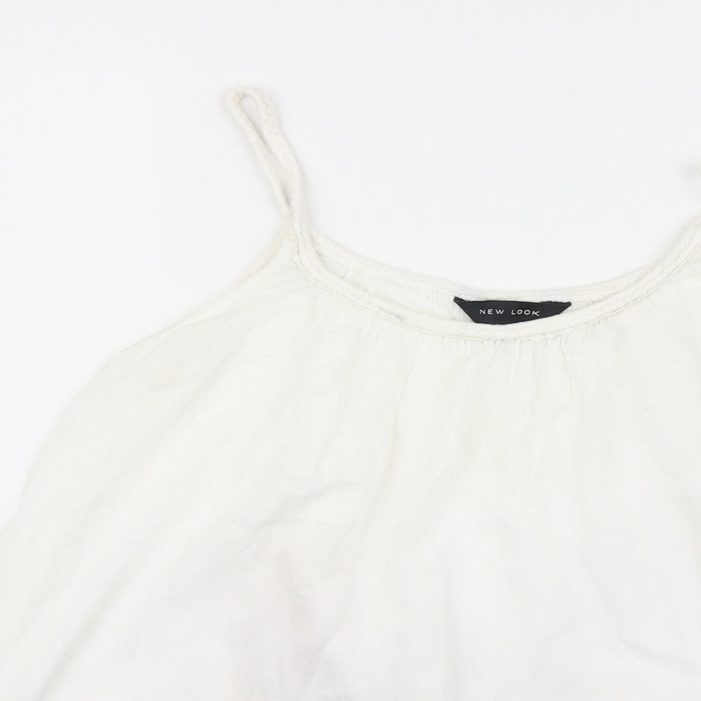 New Look Womens White Viscose Camisole Blouse Size 10 Round Neck