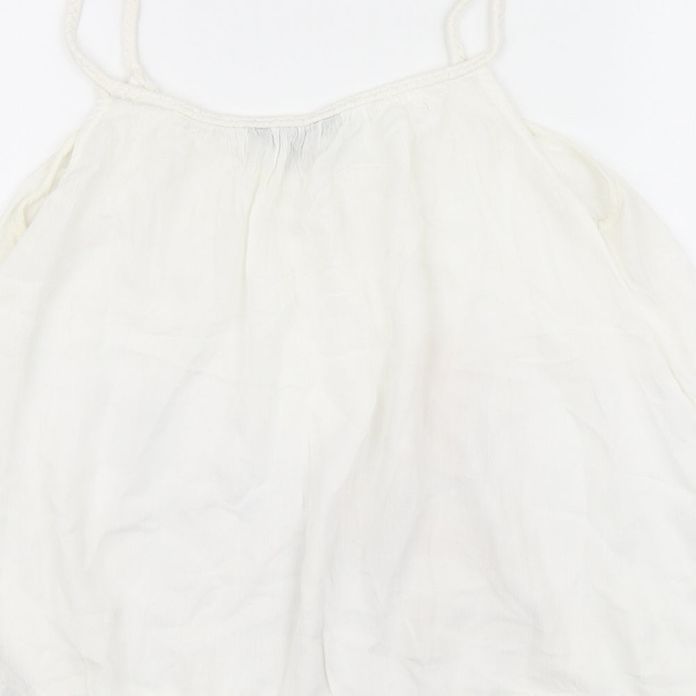 New Look Womens White Viscose Camisole Blouse Size 10 Round Neck
