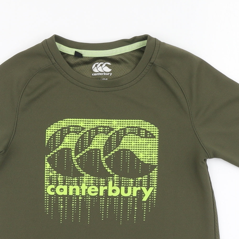 Canterbury Boys Green Polyester Basic Polo Size 6 Years Round Neck Button