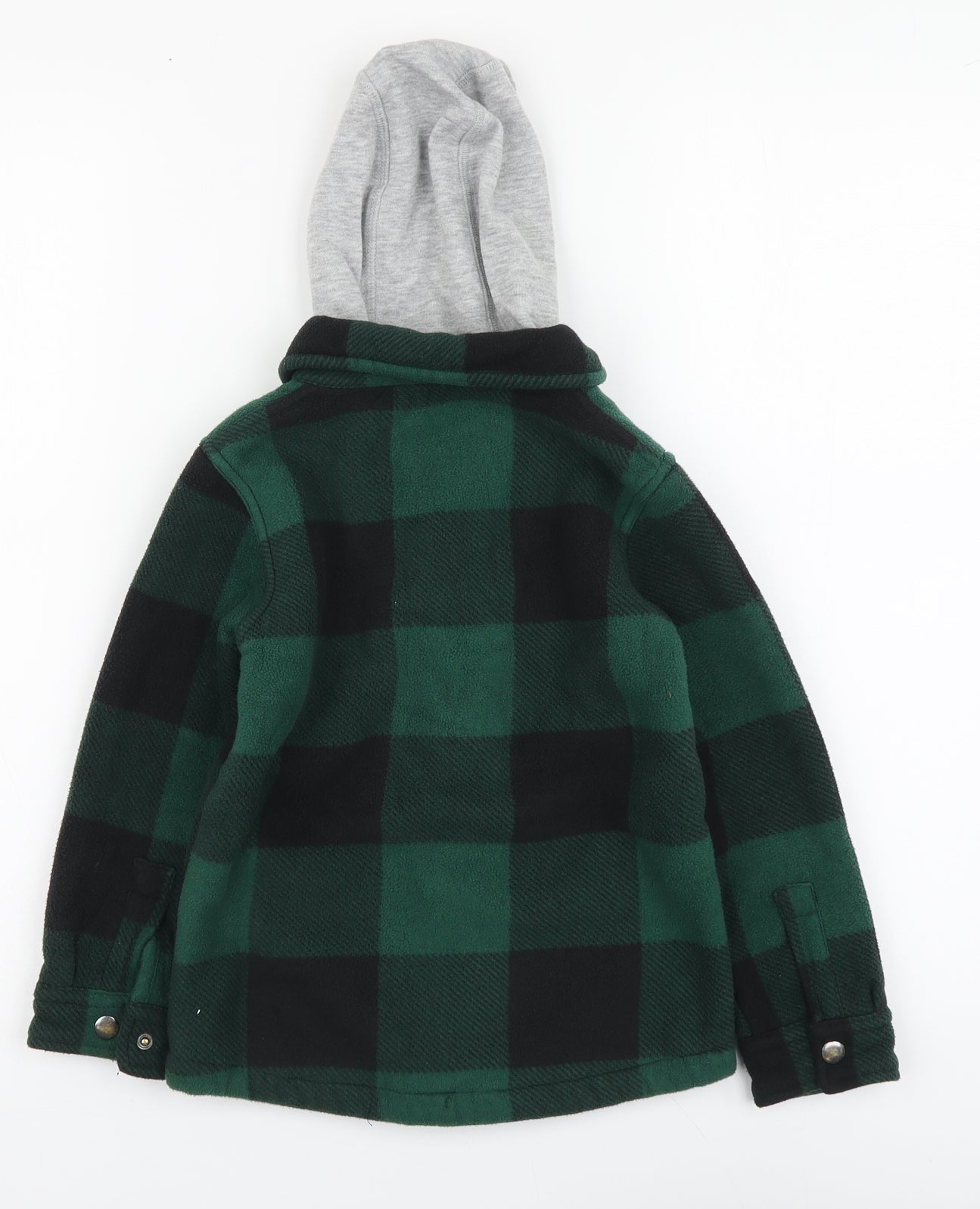 Dunnes Stores Boys Green Plaid Polyester Cardigan Hoodie Size 5-6 Years Button