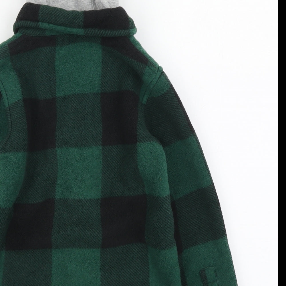 Dunnes Stores Boys Green Plaid Polyester Cardigan Hoodie Size 5-6 Years Button