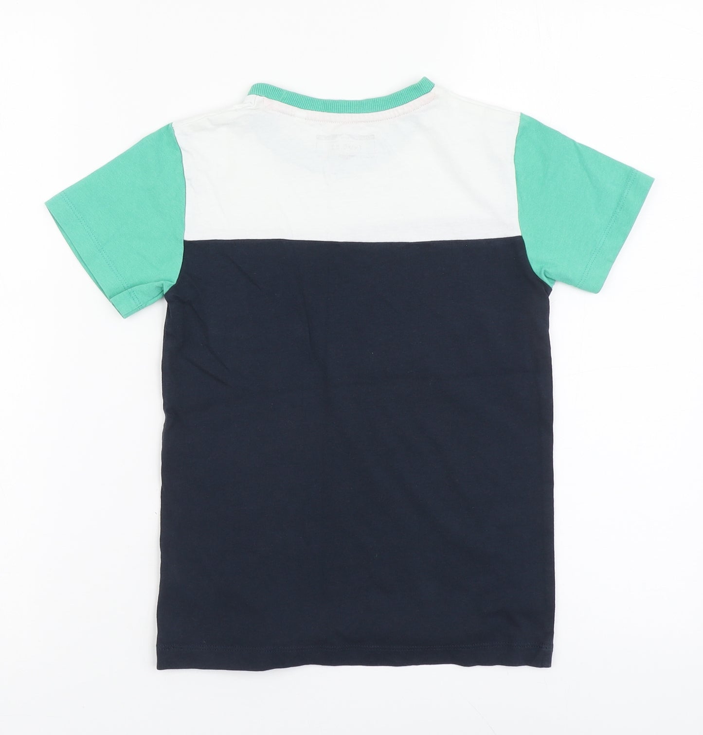 NEXT Boys Multicoloured Colourblock Cotton Basic T-Shirt Size 6-7 Years Round Neck Button