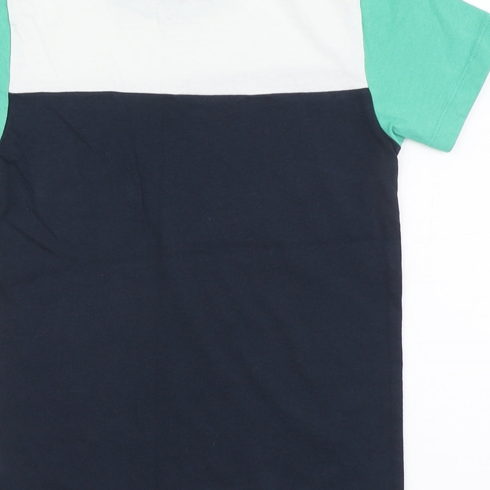 NEXT Boys Multicoloured Colourblock Cotton Basic T-Shirt Size 6-7 Years Round Neck Button