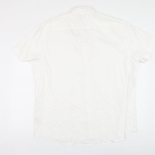 F&F Mens White Cotton Button-Up Size 2XL Collared Button