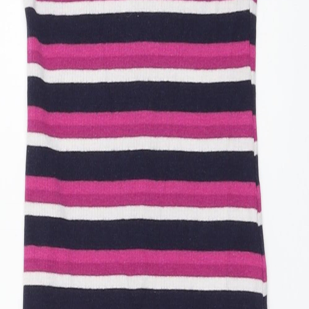 Primark Womens Multicoloured Striped Cotton Tank Dress Size 8 Round Neck Pullover