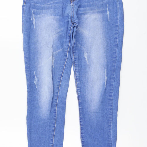 Girl Vivi Womens Blue Cotton Skinny Jeans Size S L27 in Regular Button