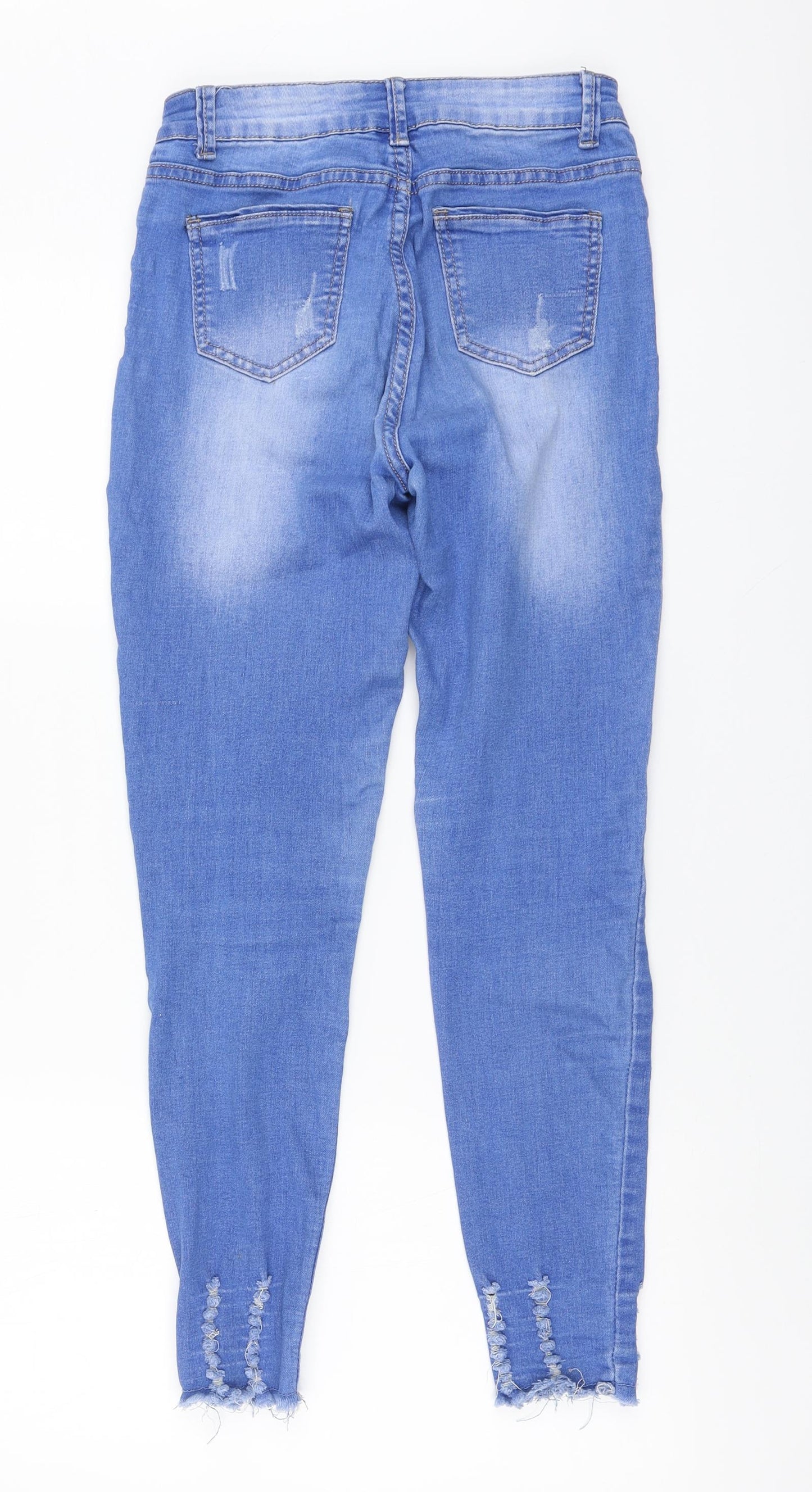 Girl Vivi Womens Blue Cotton Skinny Jeans Size S L27 in Regular Button