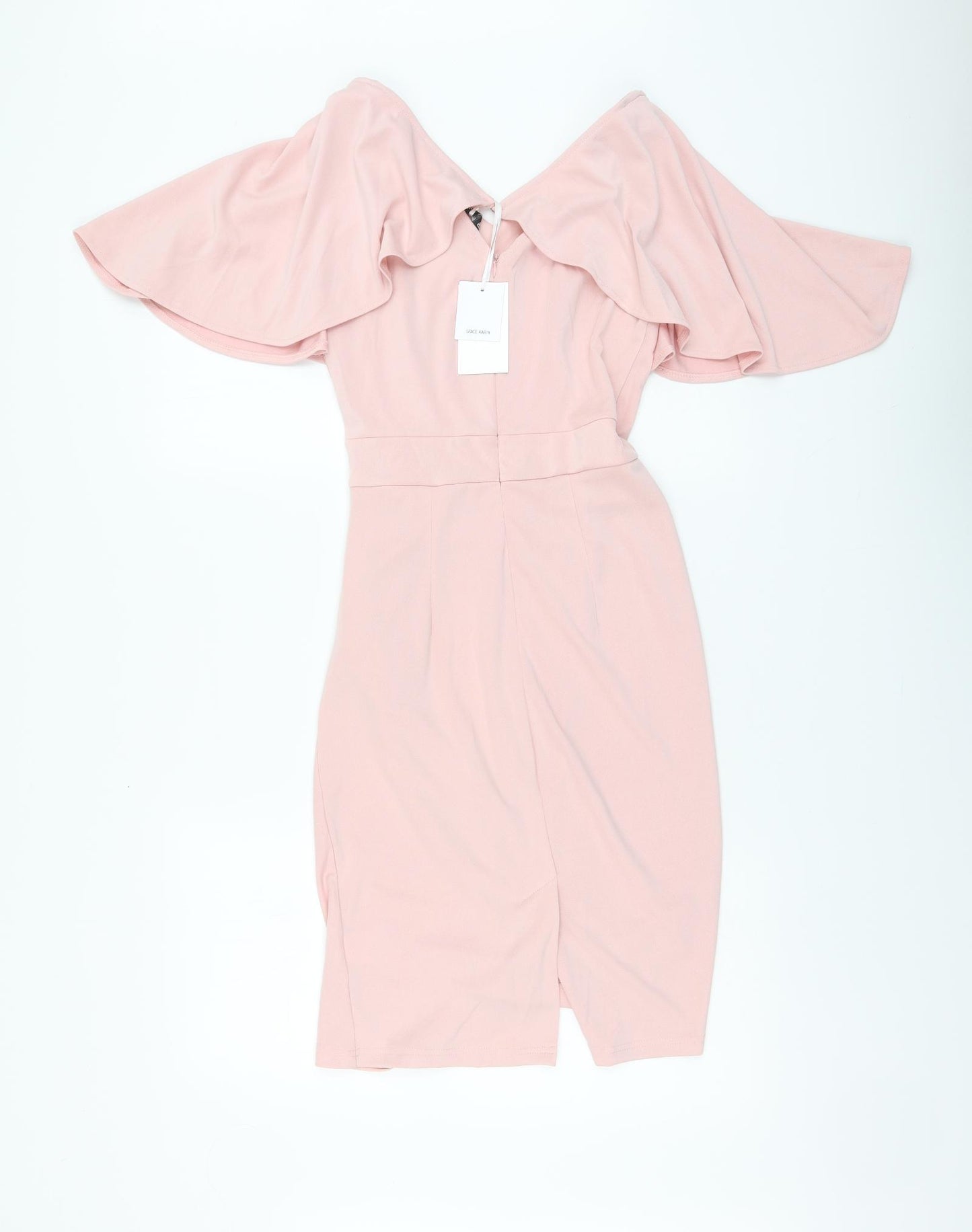 Grace Karin Womens Pink Polyester Bodycon Size S V-Neck - Butterfly Sleeve