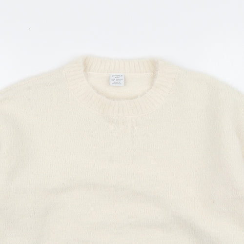Lindex Girls Ivory Round Neck Polyester Pullover Jumper Size 10-11 Years Button
